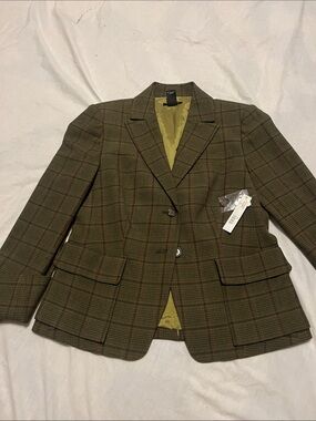 Madison Studio Olive & Rust Plaid Tailored Blazer